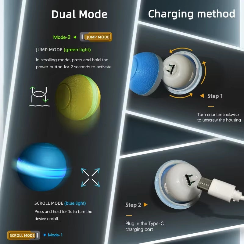 Smart Ball™ – Balle Interactive LED Rechargeable pour Chats & Chiens | Jouet Intelligent Anti-Ennui